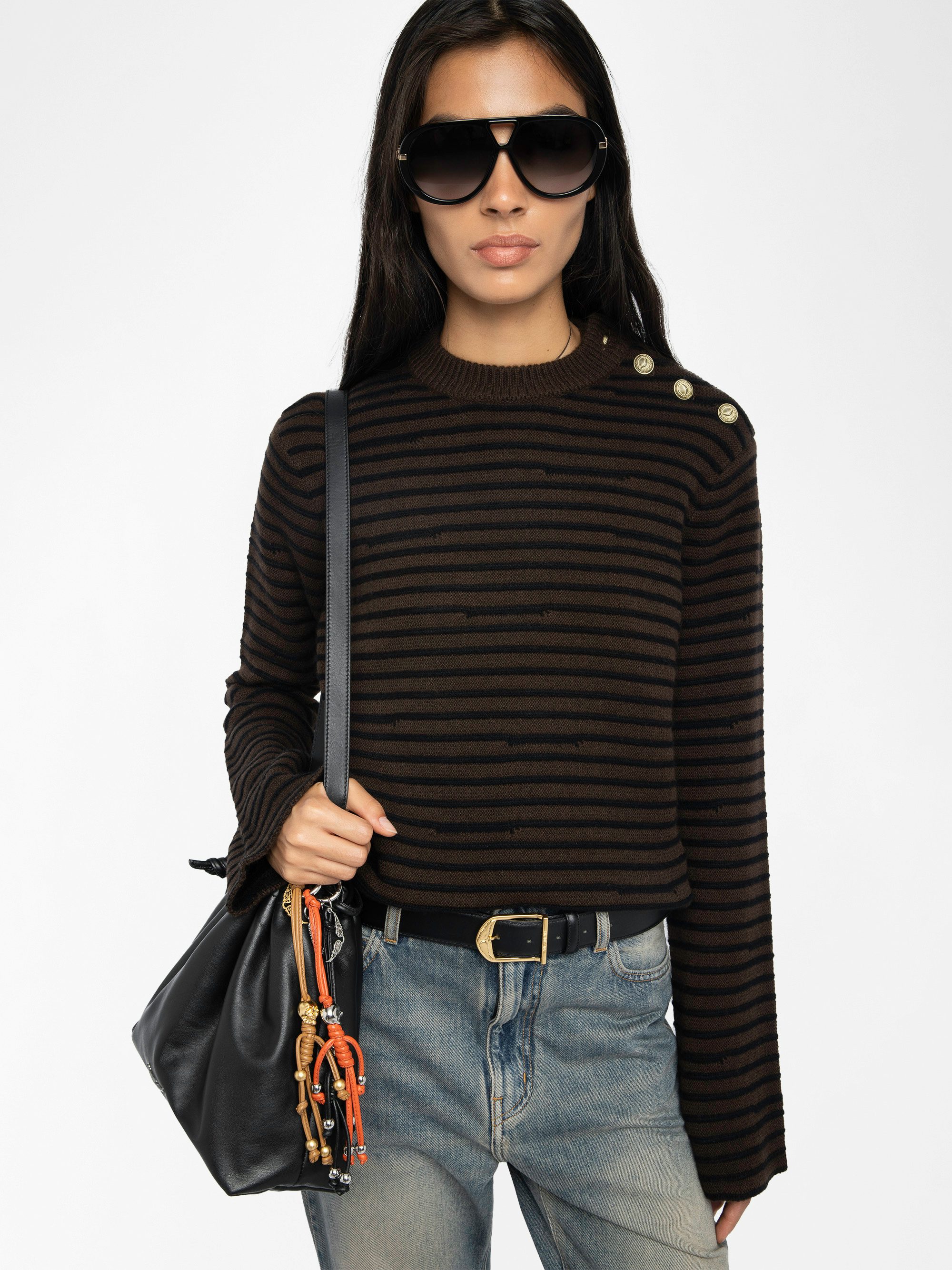 Spiky Jumper - Striped nautical jumper with wing buttons.